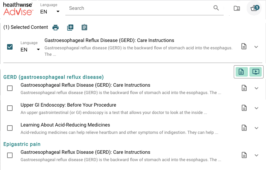 screenshot of medical record software